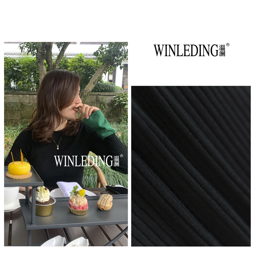 【温澜服饰】绿袖羊毛修身打底30610