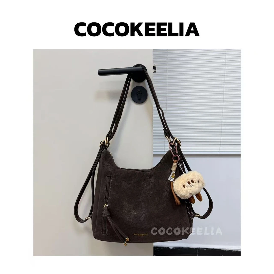 大容量复古麂皮绒手提包包女2025秋冬新款时尚通勤单肩腋下托特包