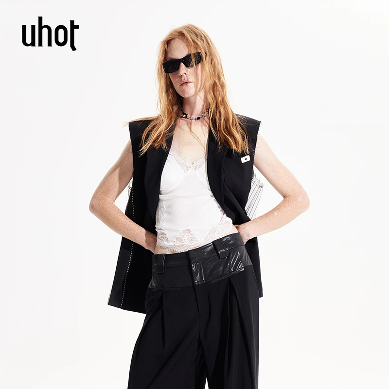 UHOT白/黑色蕾丝性感气质背心时尚休闲显瘦2025春夏新款UWWS3N140