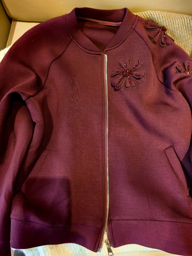 女士重工花朵亮片女士外套孤编码