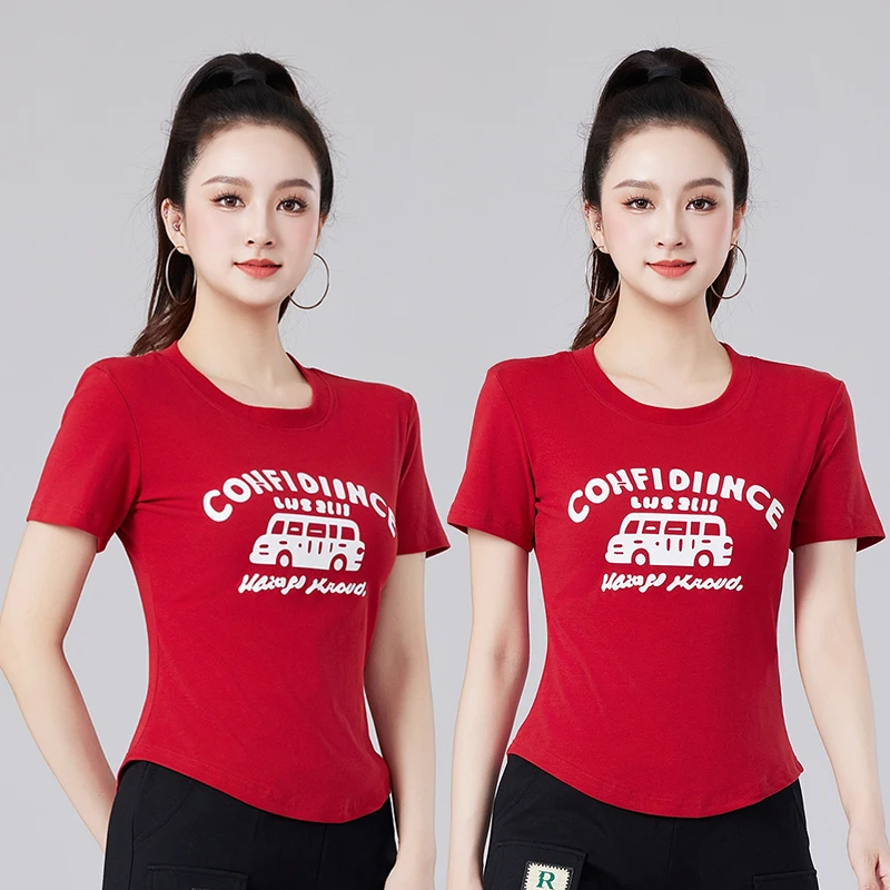广场舞服装新款时尚健身跳操运动曳步舞时尚潮流团体跳操服上衣女