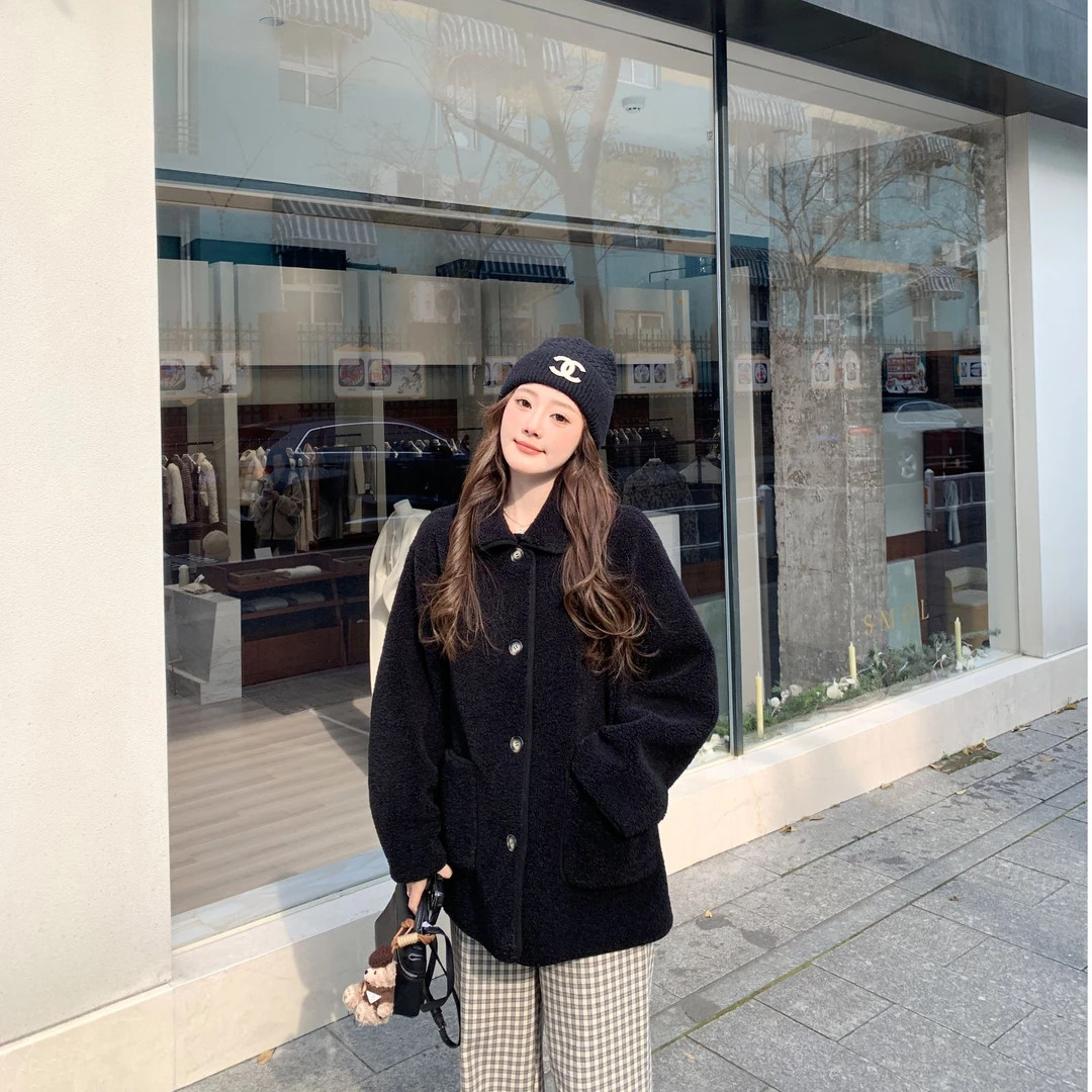 Zzhen【治愈漫游季】仿羊羔毛软糯外套休闲减龄上衣DWT1230