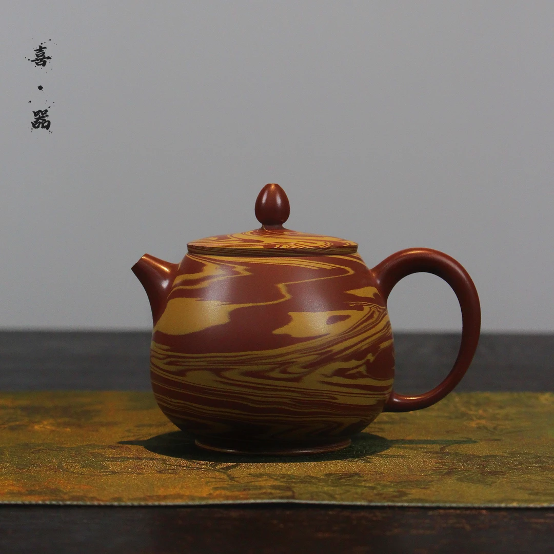 喜器 章泽伟-绞泥高石瓢 约110cc 潮州全手工手拉壶 泡茶壶茶具