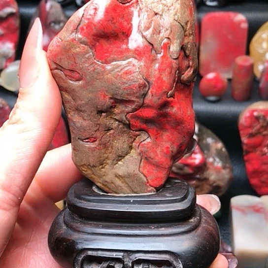 昌化石昌化鸡血石原石摆件