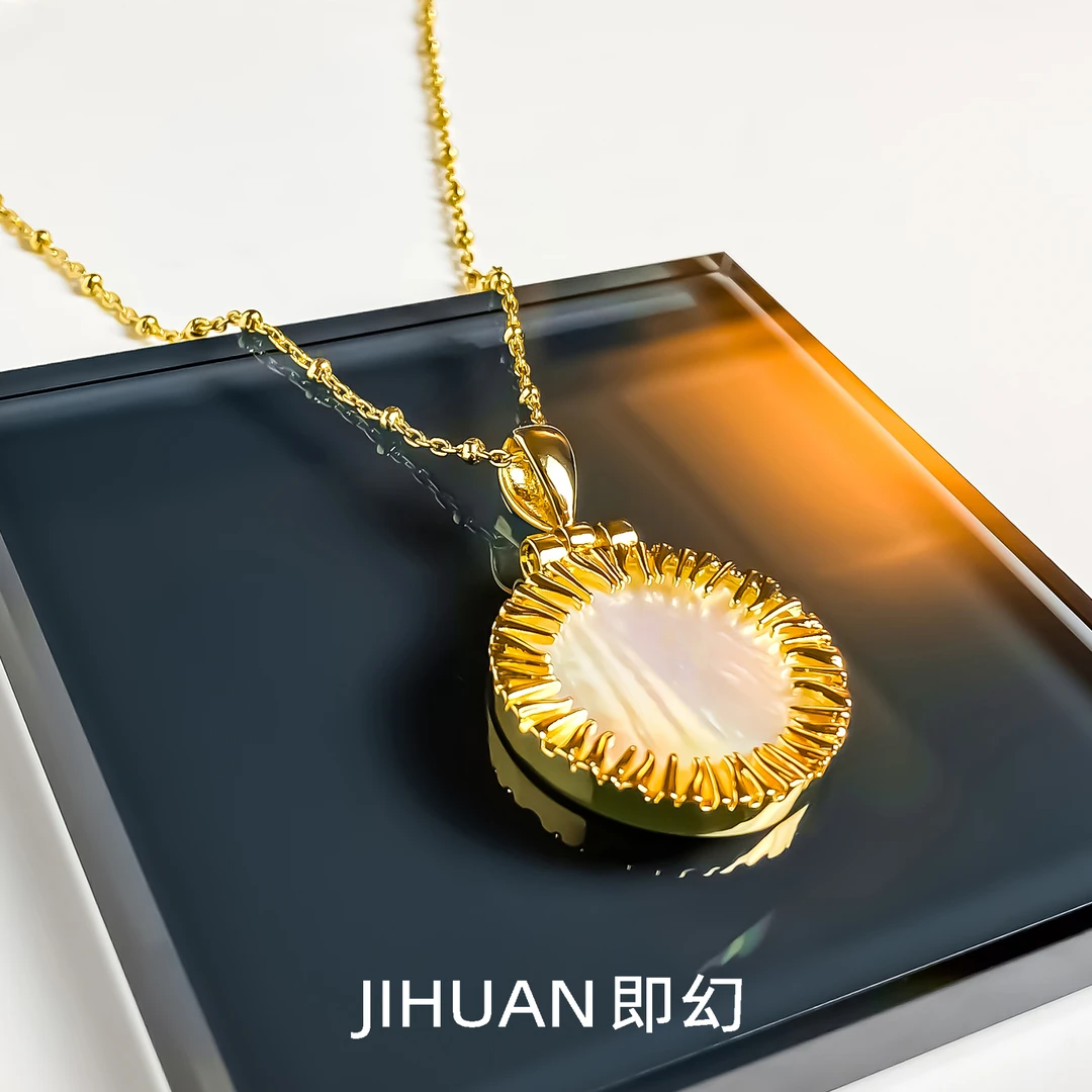 铜合金项链 法式气质轻奢时尚吊坠 复古白色百搭贝壳项链 9399