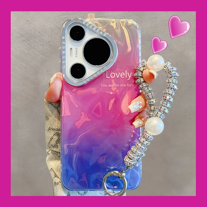 适用华为pura70pro手机壳奢华渐变晕染英文mate70/60pro苹果16/15