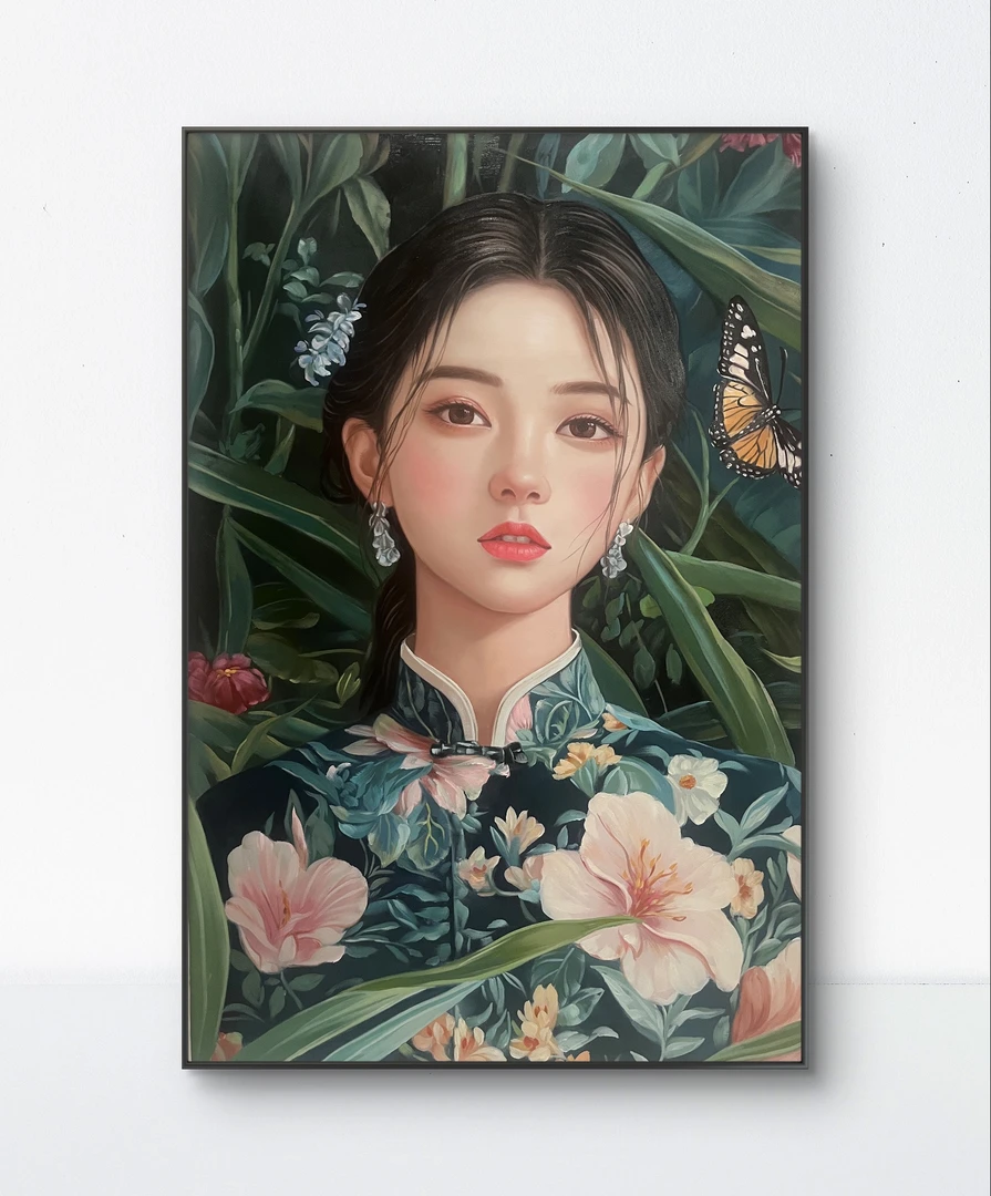 纯手工油画人物美女60-90含无框画装饰油画背景墙创意配画可定制