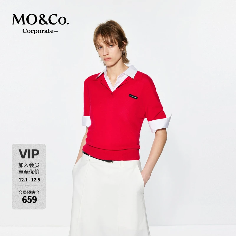 【C+系列】MOCO轻薄针织衫2025夏新品细支绵羊毛短款MBE2SWT009