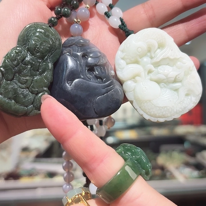 岫玉银S925镶嵌耳钉