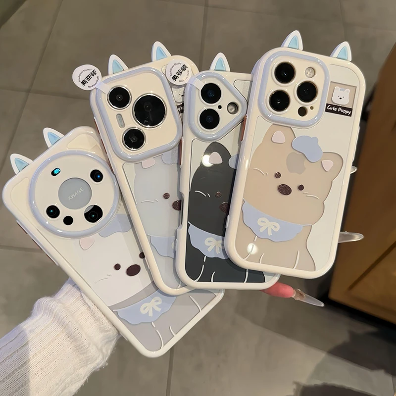 奥菲顿立体耳朵西高地适用苹果16promax奶油手机壳华为vivo小米15