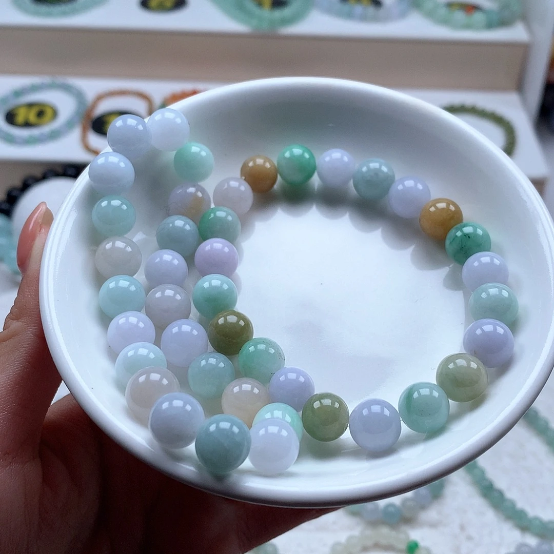 翡翠未镶嵌手串马卡龙9.4