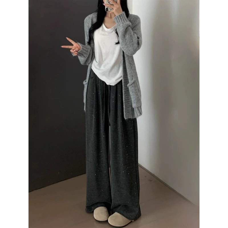 慵懒感直筒糯米裤女秋季新款胖妹妹mm宽松显瘦梨型身材阔腿休闲裤