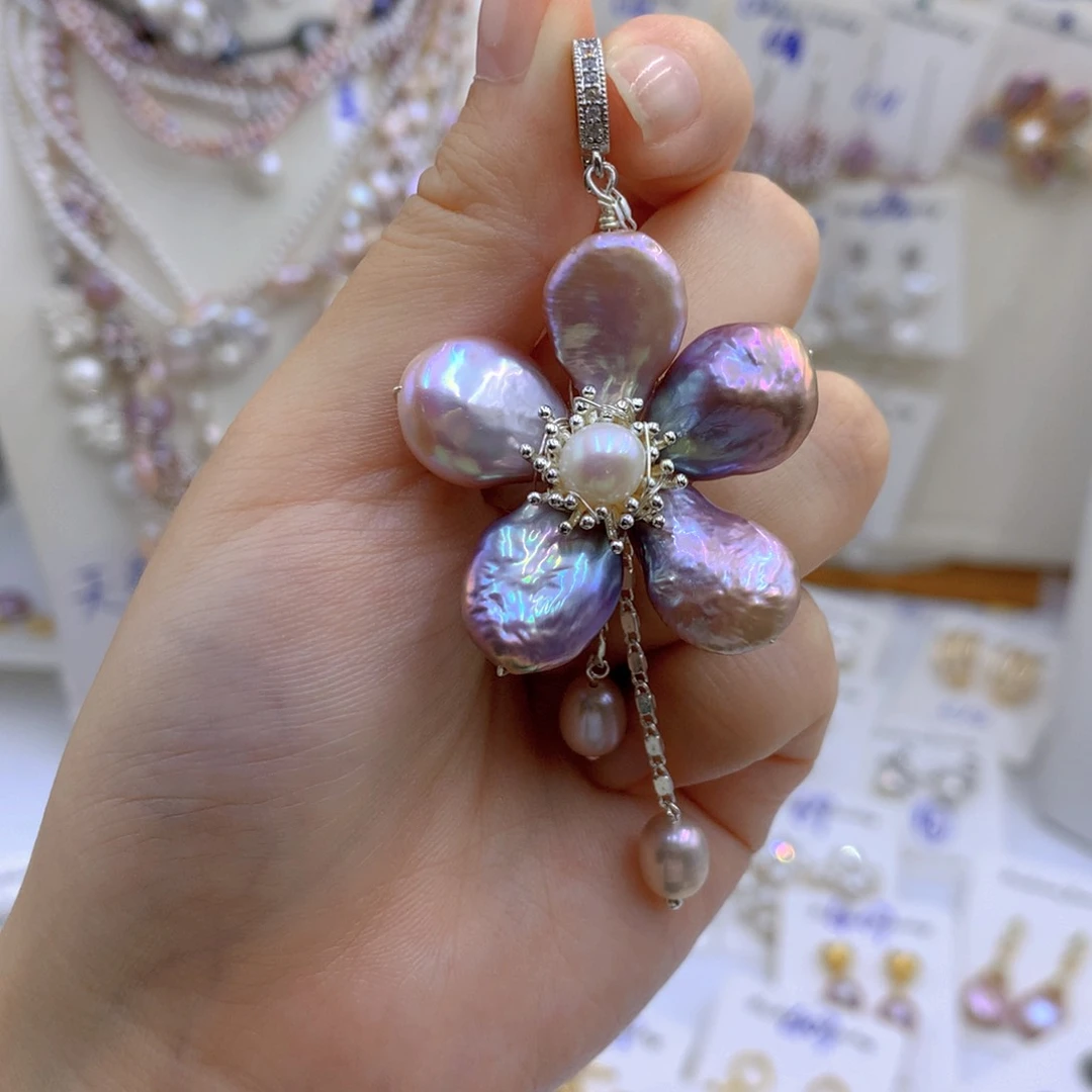 淡水珍珠颈饰银S925镶嵌