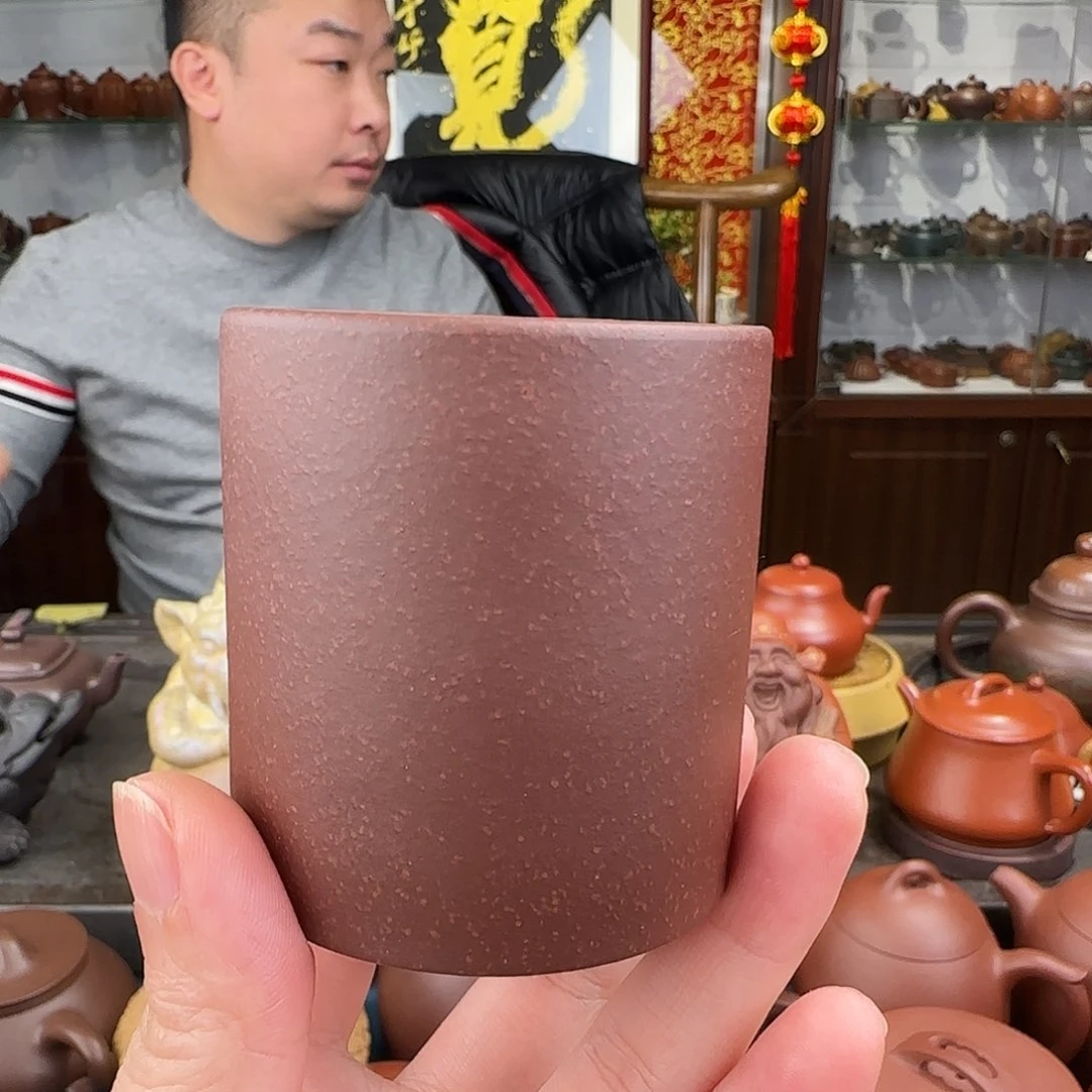 紫砂茶壶直筒杯紫泥