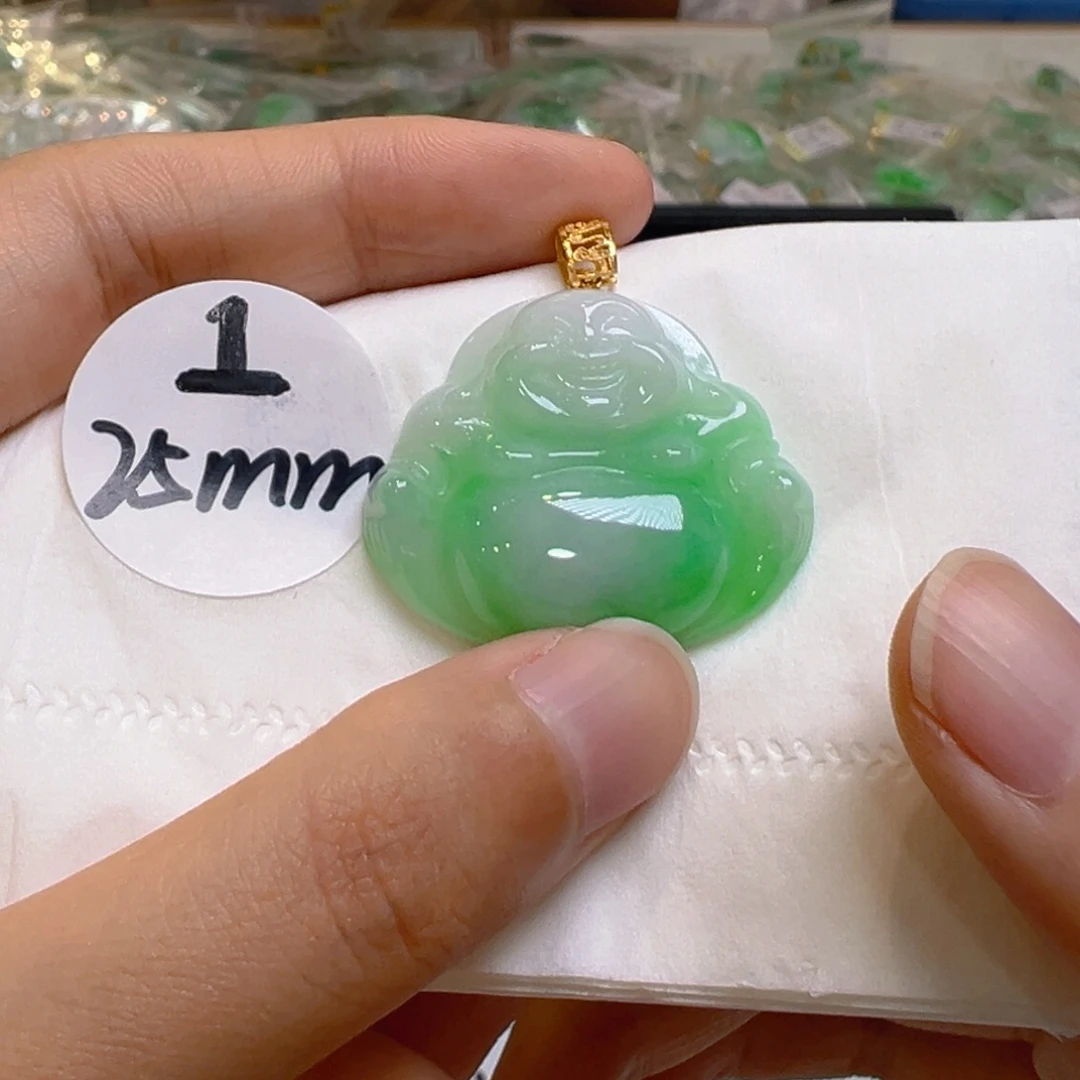 吊坠(不含链)18K金镶嵌翡翠