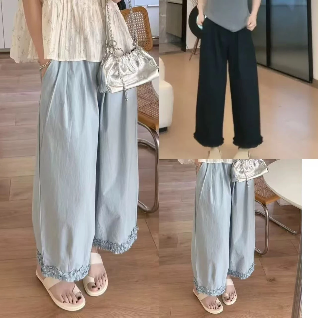 韩版木耳边显瘦九分裤B#3900