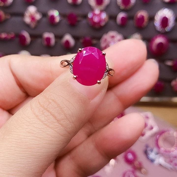 《***》红宝石戒指银S925镶嵌