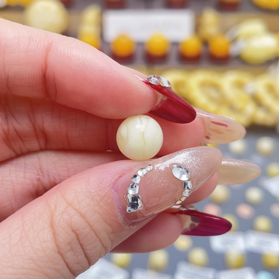 琥珀裸石未镶嵌蜜蜡圆珠10mm皮色