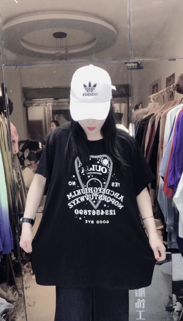 外贸纯棉大码T恤黑色数字