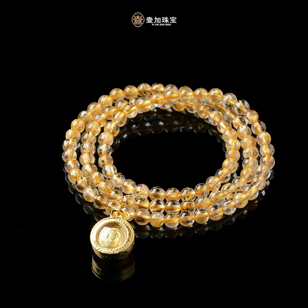 壹加师姐|手工设计吸j星5mm板钛水晶多圈手串多样性发一#1800