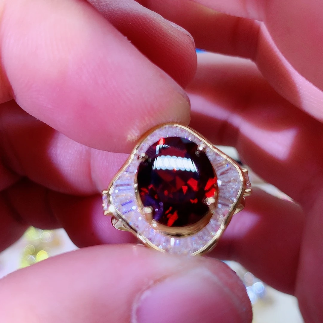 石榴石戒指银S925镶嵌