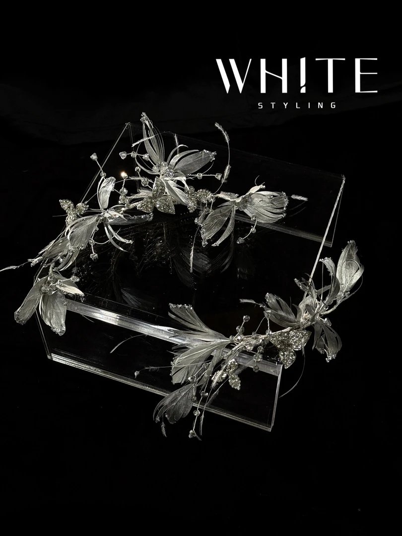 非金属羽毛吊坠 WHITE手作｜“美神降临”高定款羽饰一对（多用款）