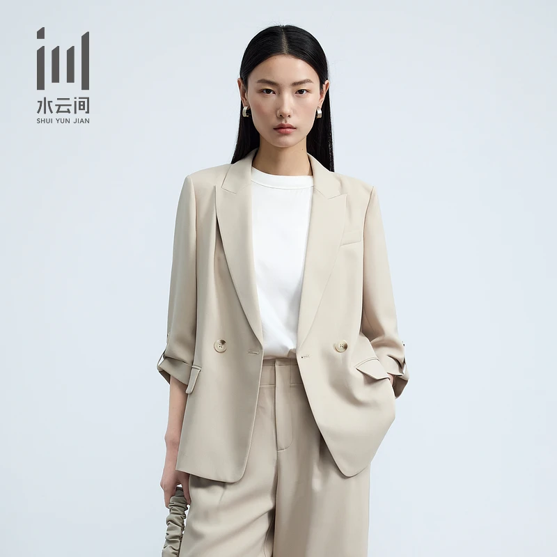 水云间女装通勤职业时尚枪驳领质感西装外套2025夏季新款12520271