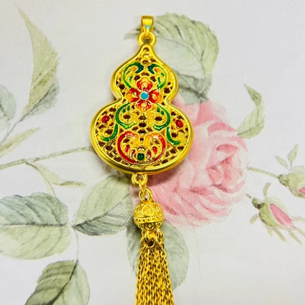 足金饰品/珐琅流苏吉祥四美葫芦/6.49/1C5A0851/q