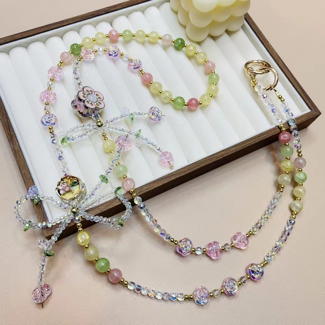 XK新款精品手作手机背链绳斜挎手工串珠背链挂饰手机壳背链挂绳