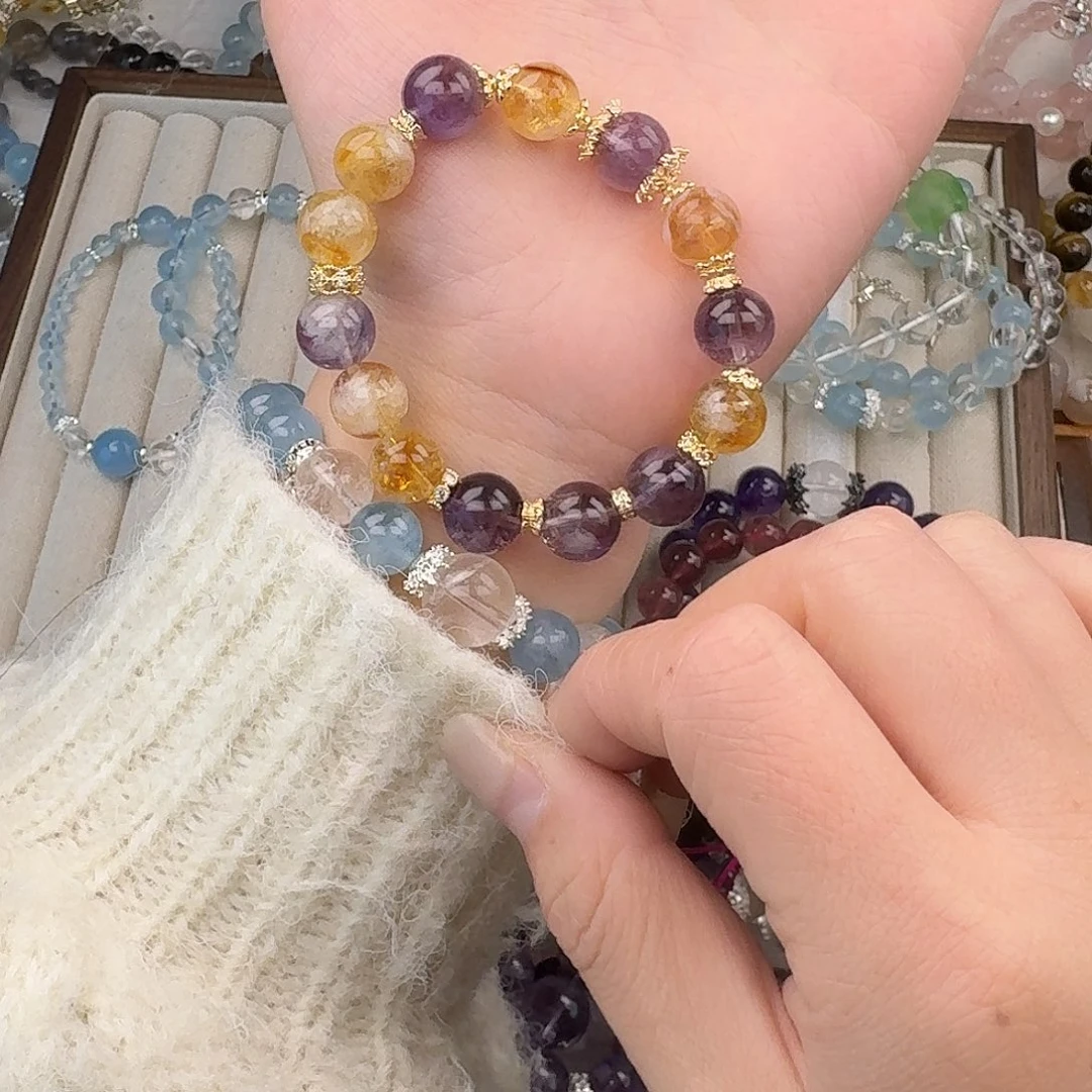 烟晶手链银S925镶嵌好