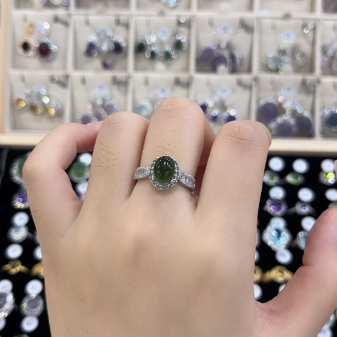 岫玉银S925镶嵌戒指