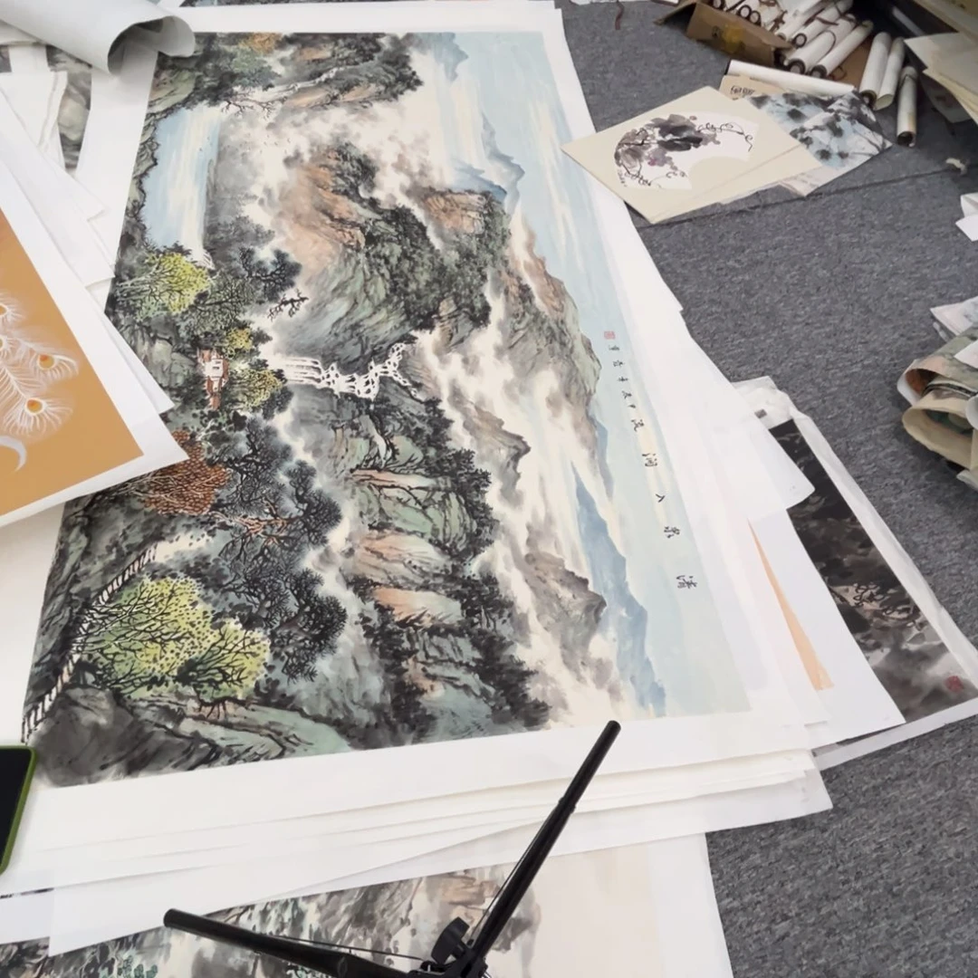 国画化**简山水六尺绘画作品