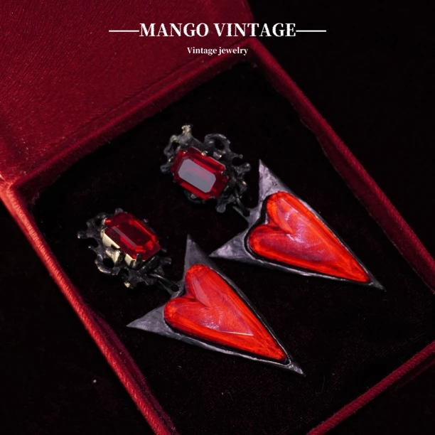 铜合金耳饰 未开价Gavilane复古之王爱心造型耳环华丽【正品中古】