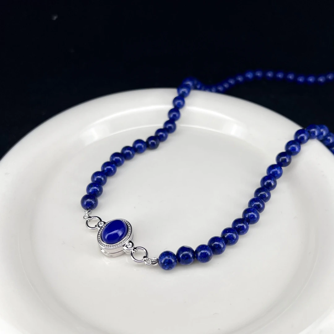 铜合金项链 6693 蓝色圆牌气质项链