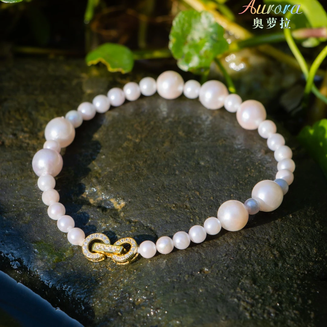【奥萝拉珠宝】 海水珍珠手链 粉色 4-7.5MM #SL054