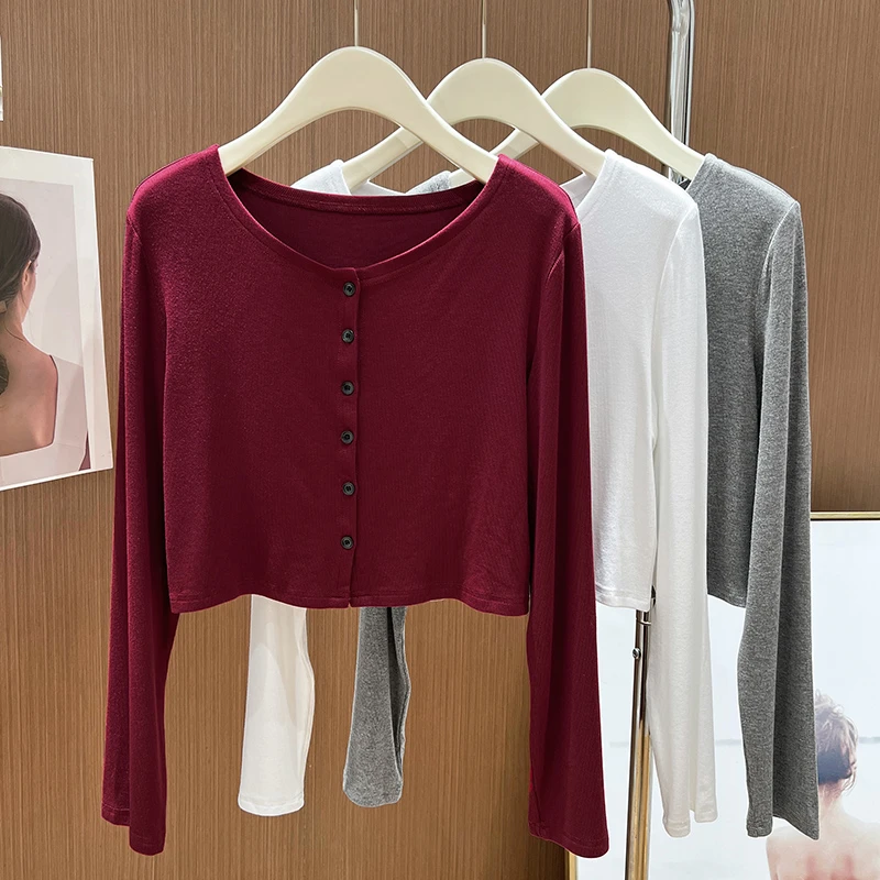 安可拉红圆领防晒开衫女2025新款秋季设计感薄款显瘦软糯针织外套