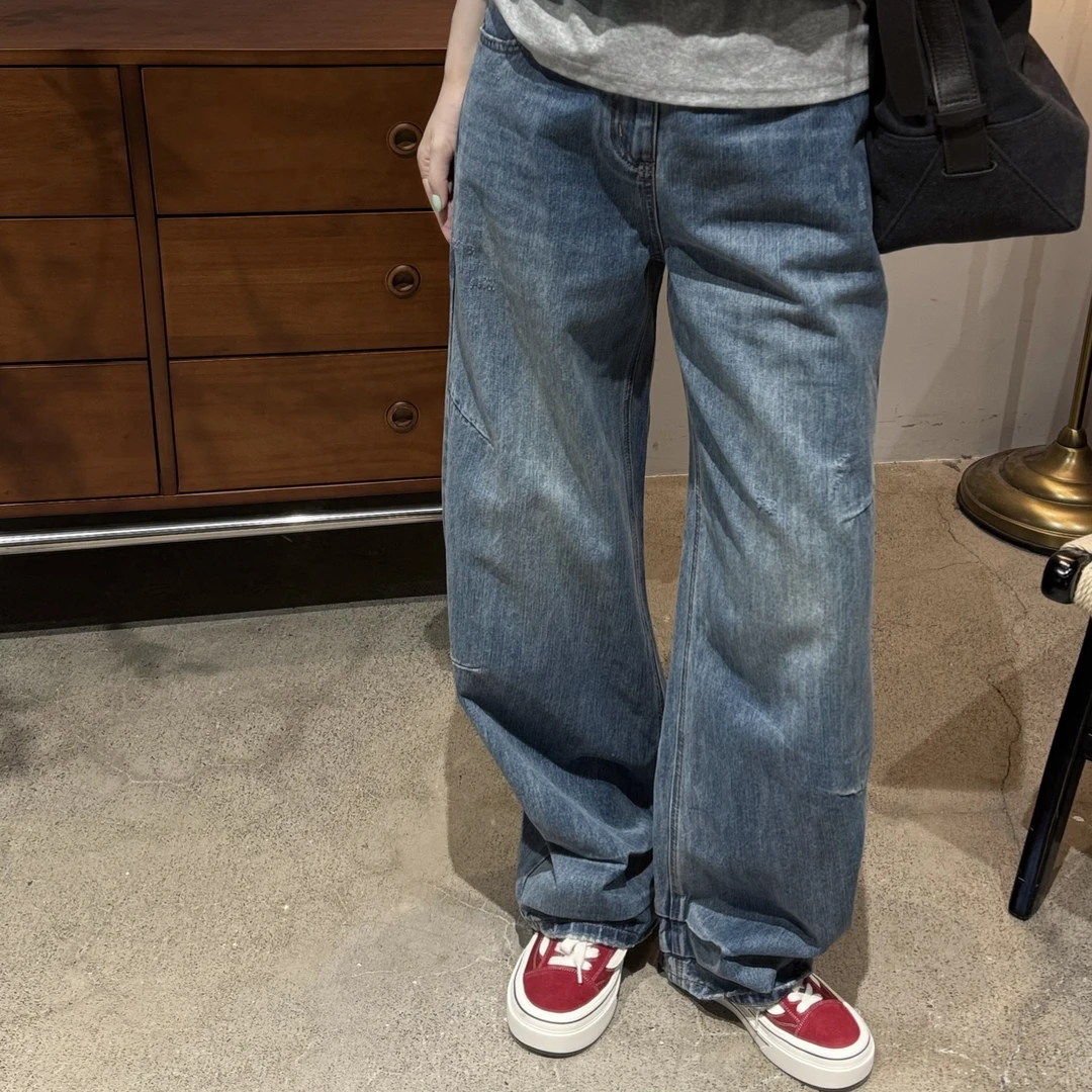 今婷【褶褶牛仔】韩系百搭休闲宽松显瘦薄款牛仔阔腿裤-M25301309