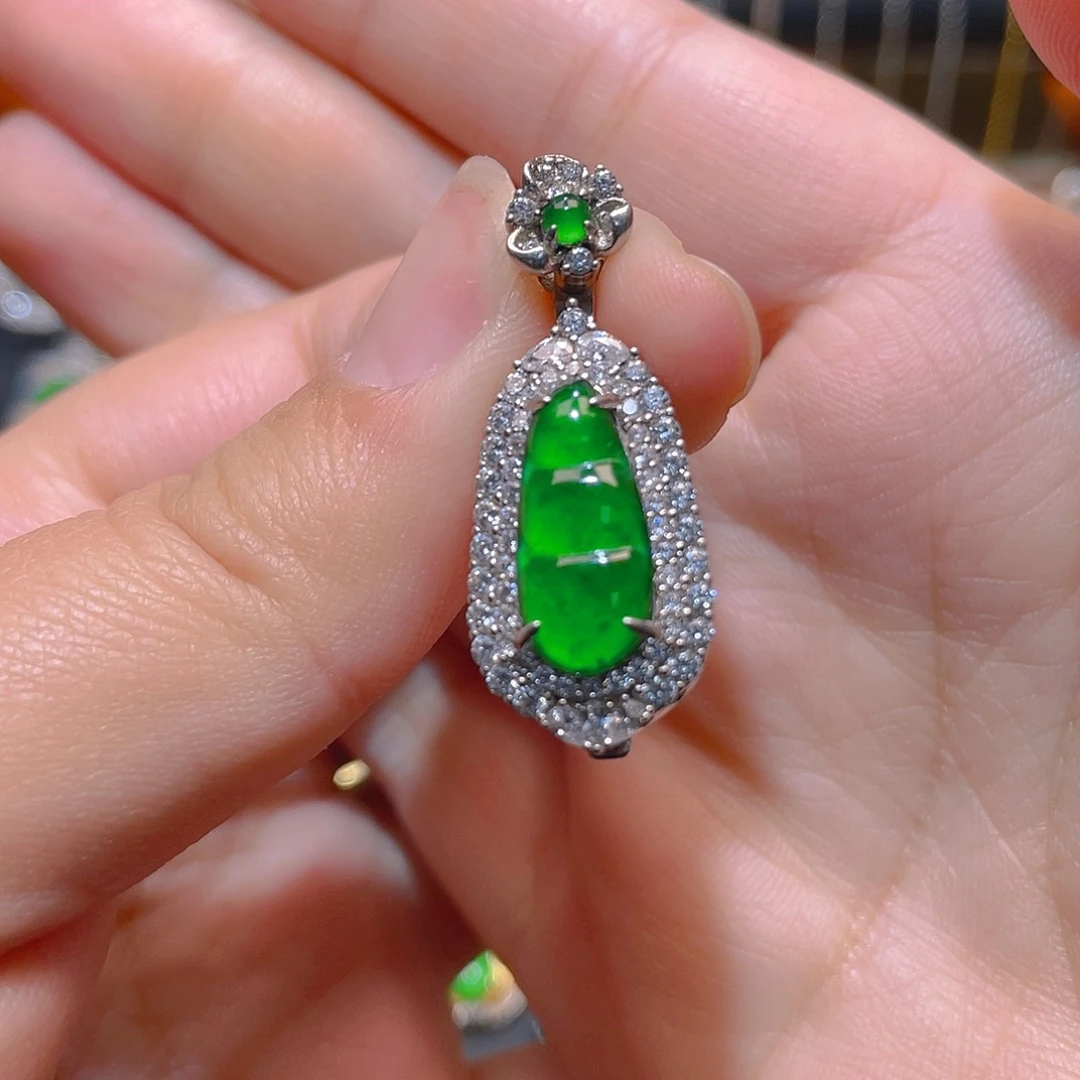 翡翠银S925镶嵌吊坠(不含链)