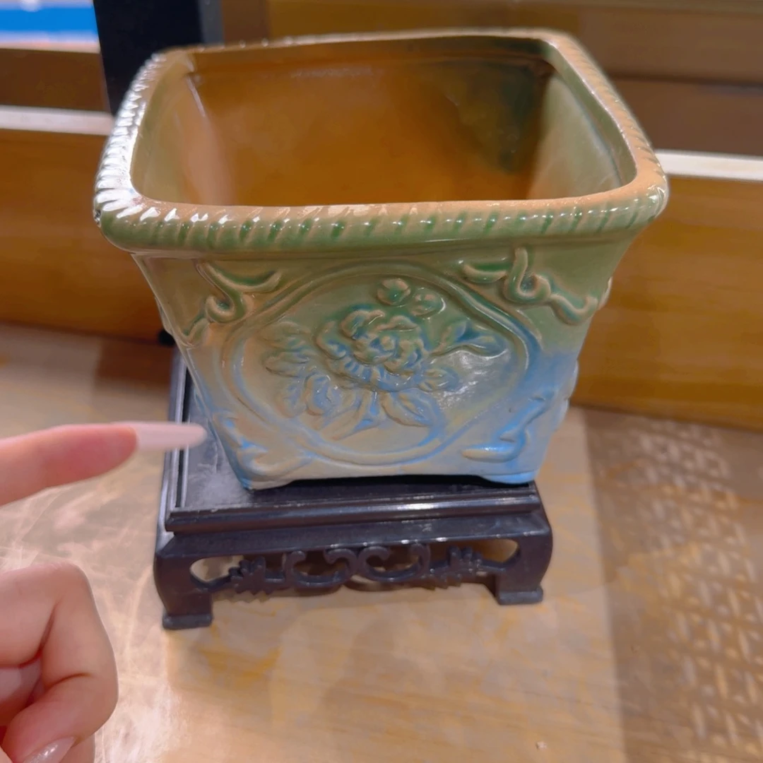 紫砂花盆粗陶精雕