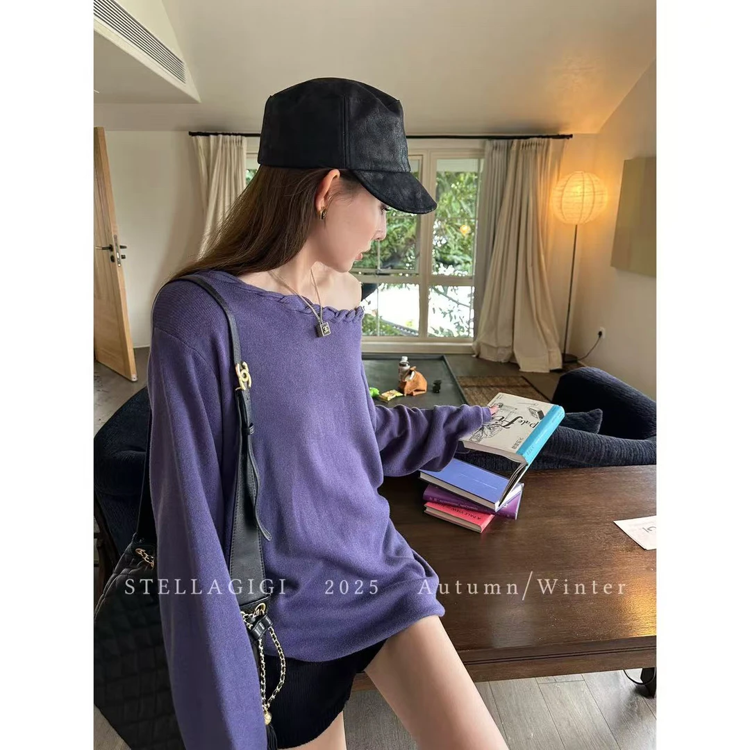 SG / 杨依姗 AW麻花纹一字领斜肩套头针织衫MY-20251237