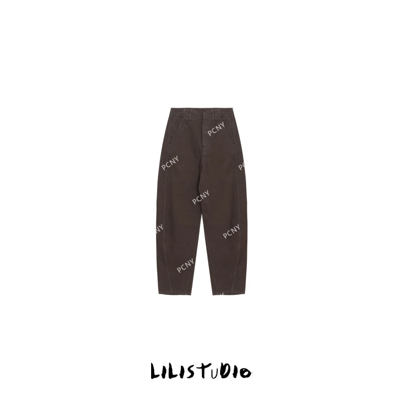 PCNY「哈伦街感」不理理秋季新款女装时尚宽松百搭休闲弯刀牛仔裤