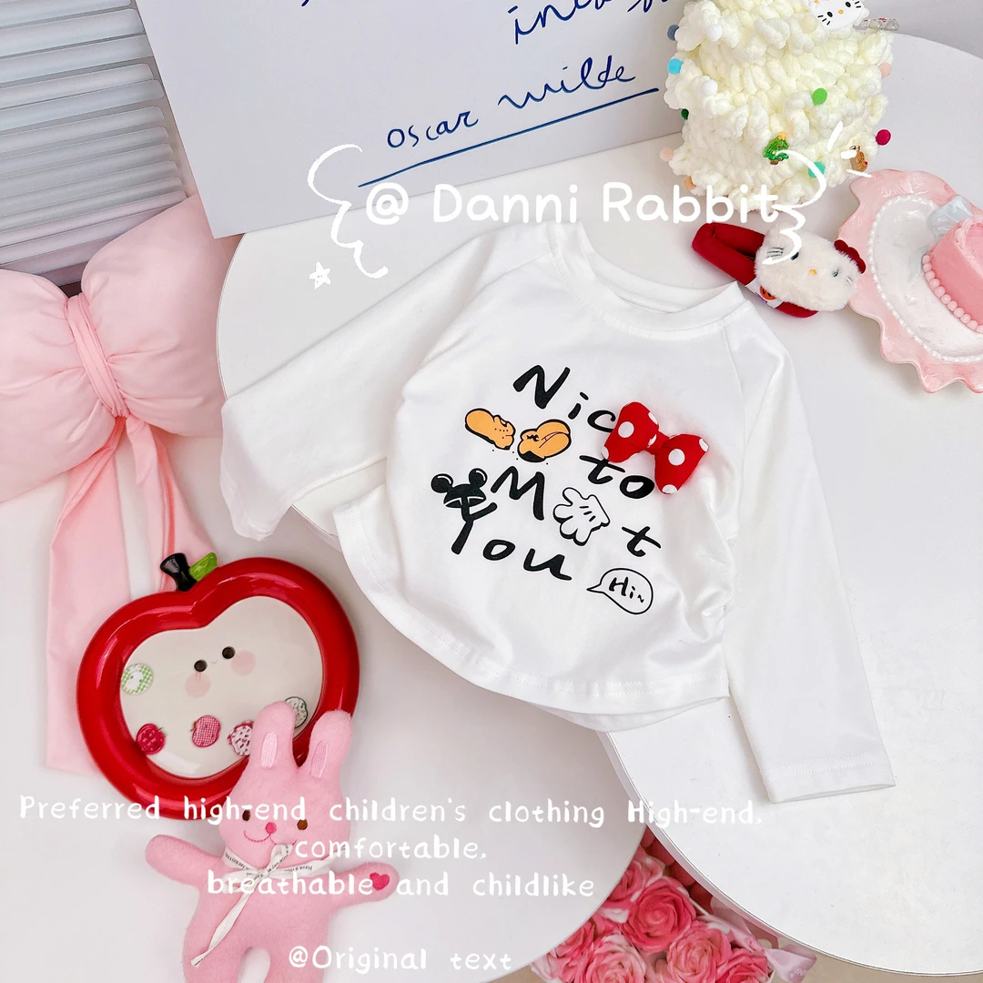 「Dannirabbit」【春秋】字母印花+立体蝴蝶结儿童打底【G-7021】