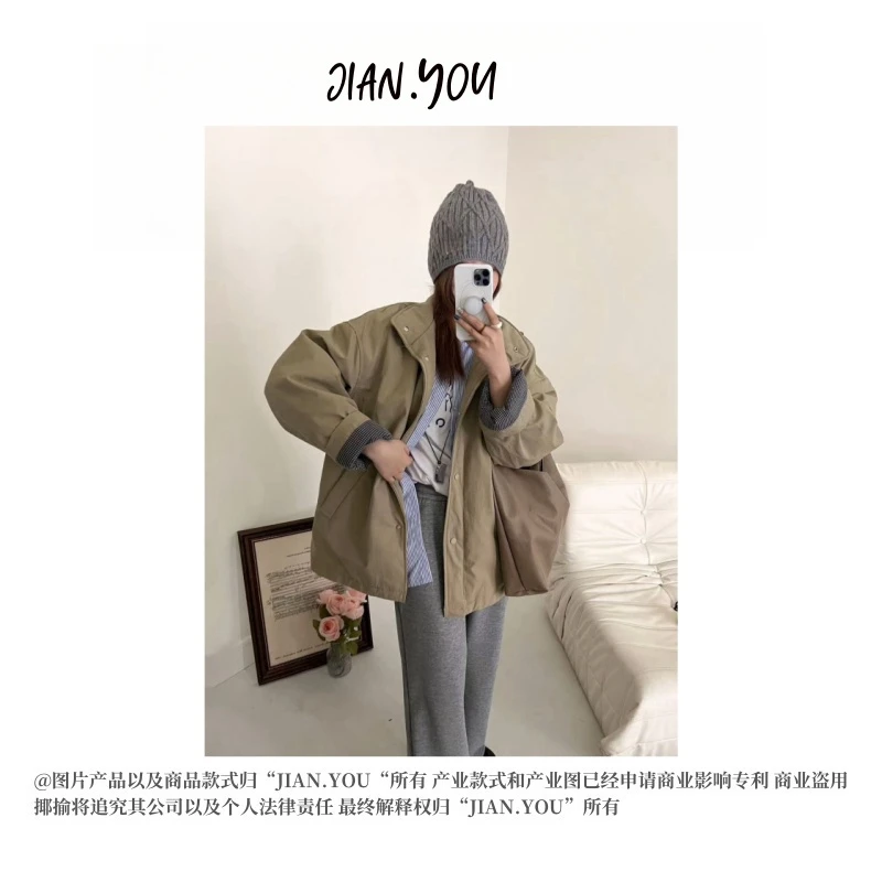 JIANYOU-「冬天的感觉」2024加绒加厚冬季新款女格子袖外套BF-9512