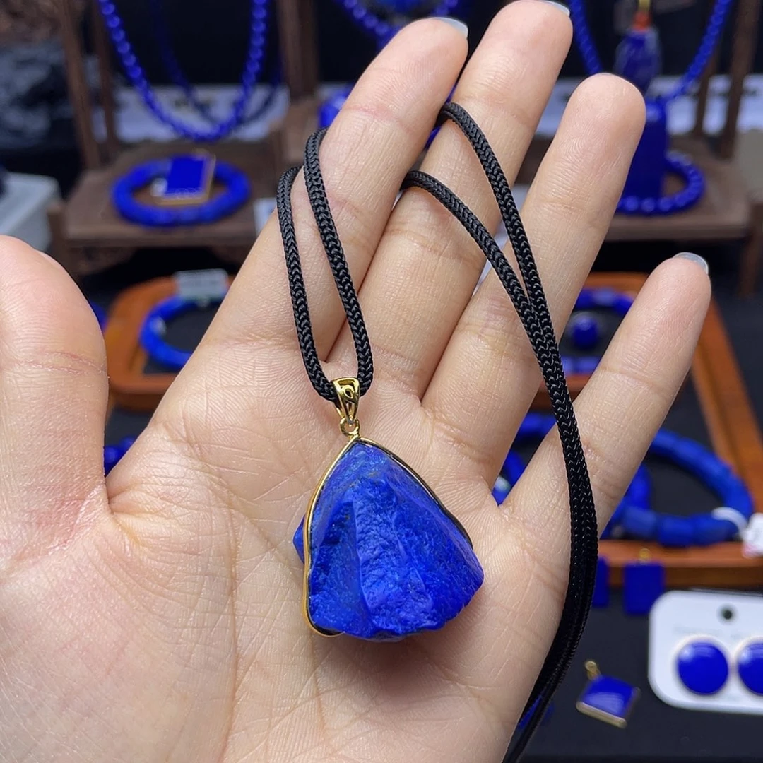 青金石吊坠银S925镀金镶嵌