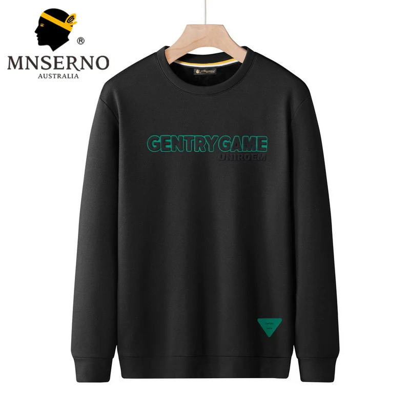 曼西尔奴男士秋冬加绒加厚套头圆领打底衫长袖印花卫衣24211246TM