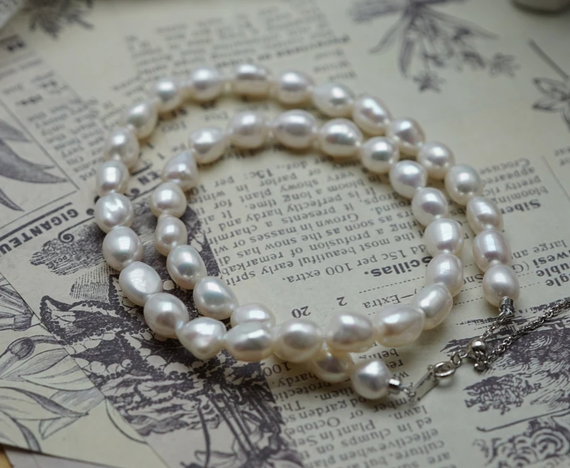 S925淡水无核客旭keshi项链6-8+ MX022039