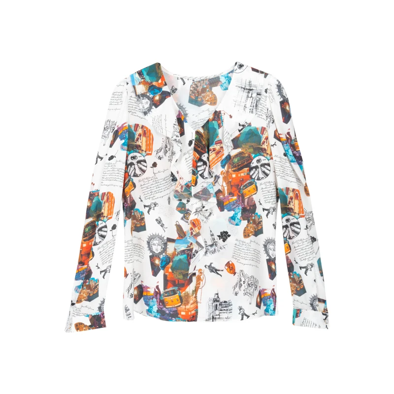 【林一专属】春季女士衬衣长袖时尚印花梭织满印CI0142353107