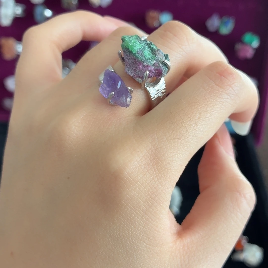 戒指银S925镶嵌烟晶