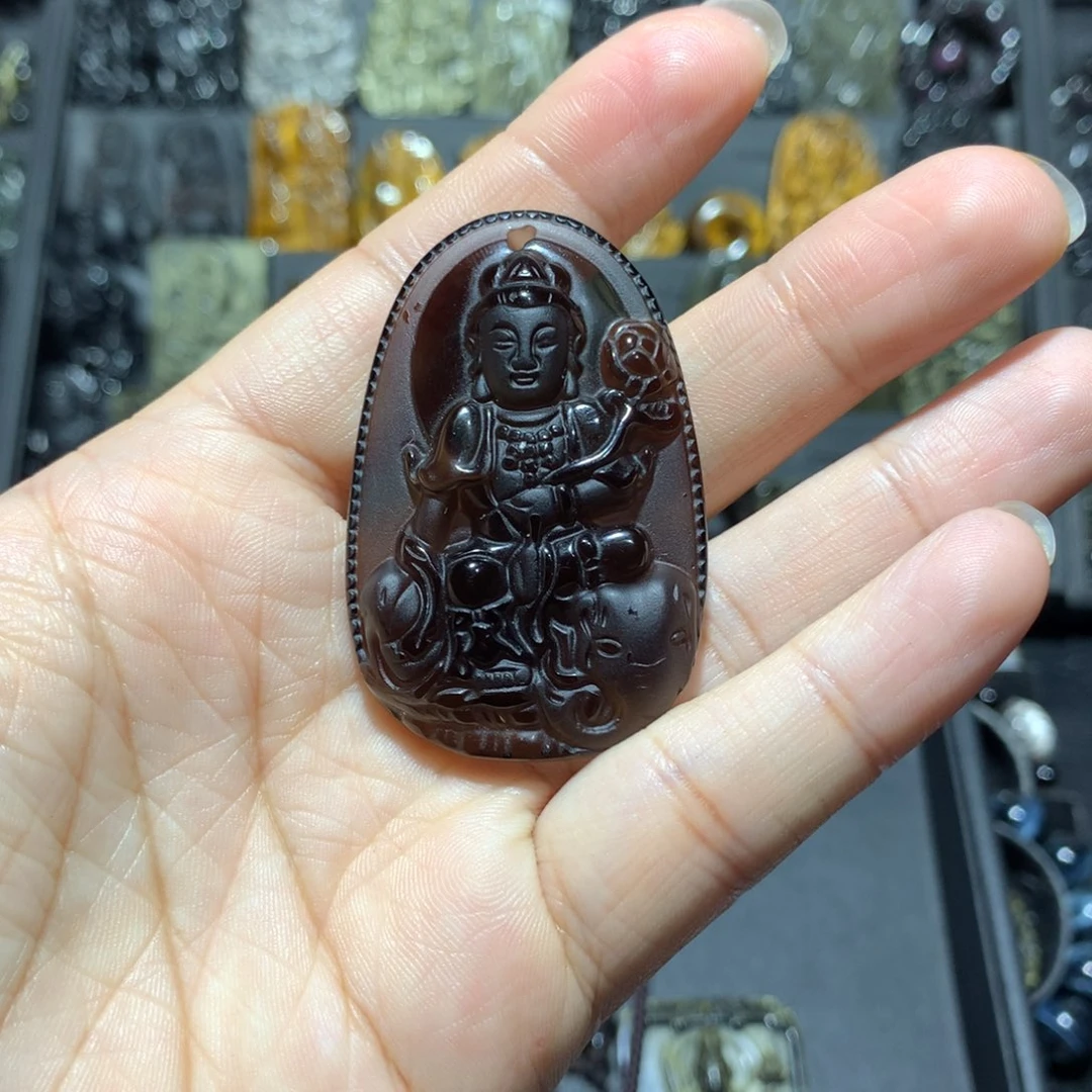 黑曜岩吊坠(赠链)未镶嵌香***虾