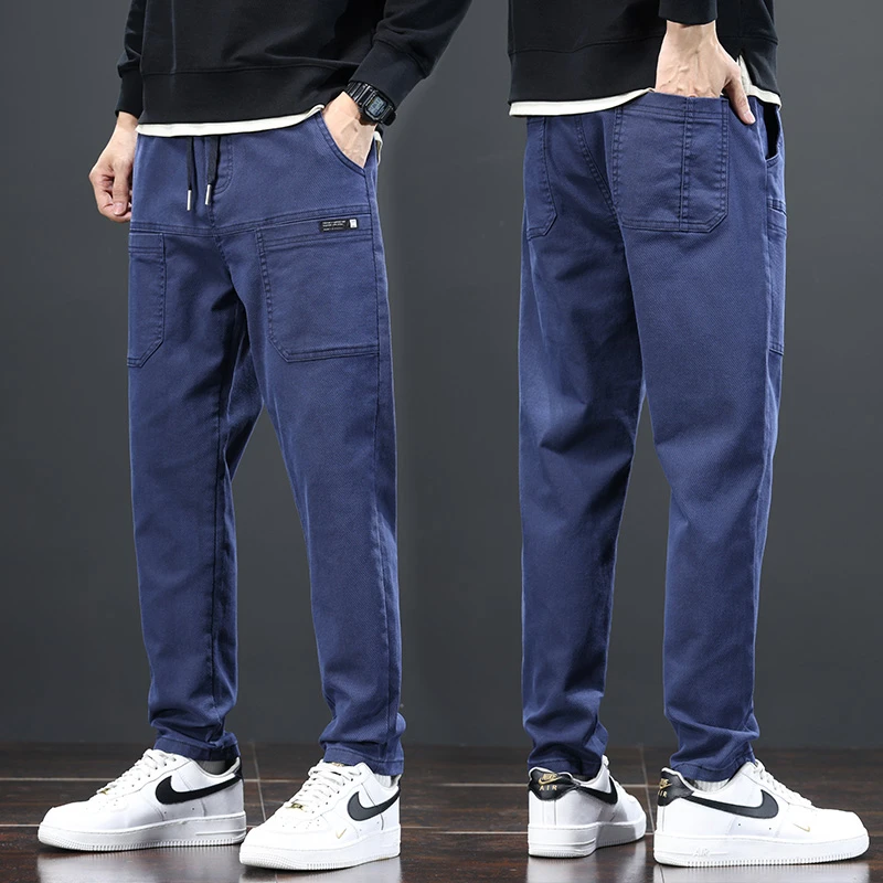 2025春季男士休闲裤六兜弹力松紧腰宽松百搭男款潮流大码直筒裤子